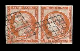 O EMISSION CERES 1849 - O - N°5 - 40c Orange Vif - Paire - TB - 1849-1850 Ceres