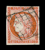 O EMISSION CERES 1849 - O - N°5 - 40c Orange - Signé Calves - TB - 1849-1850 Ceres