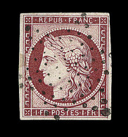 O EMISSION CERES 1849 - O - N°6 - 1F Carmin Foncé - Obl. Etoile Muette - TB - 1849-1850 Ceres