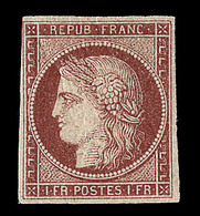 * EMISSION CERES 1849 - * - N°6B - 1F Carmin Brun - Certif. CERES - TB - 1849-1850 Cérès