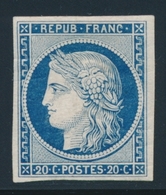 * EMISSION CERES 1849 - * - N°8a - 20c Bleu Foncé - Pelurage - Signé Calves - 1849-1850 Ceres