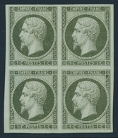 ** NAPOLEON NON DENTELE - ** - N°11 - 1c - Olive - Bloc De 4 - TB - 1853-1860 Napoléon III.