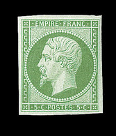 ** NAPOLEON NON DENTELE - ** - N°12 - 5c Vert Jaune - TB/SUP - 1853-1860 Napoleon III