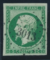 O NAPOLEON NON DENTELE - O - N°12b - 5c Vert Foncé - Obl. PC 3013 - TB - 1853-1860 Napoleon III