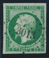 O NAPOLEON NON DENTELE - O - N°12b - 5c Vert Foncé - Obl. PC 3013 - TB - 1853-1860 Napoleone III