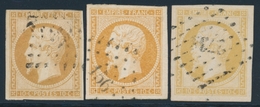 O NAPOLEON NON DENTELE - O - N°13A - (3ex) - 3 Nuances Dt Citron - TB - 1853-1860 Napoleone III