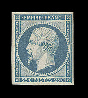 * NAPOLEON NON DENTELE - * - N°15 - 25c Bleu Laiteux - Signé Roumet - TB/SUP - 1853-1860 Napoleone III