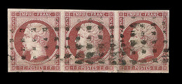 O NAPOLEON NON DENTELE - O - N°18 - Bde De 3 - Obl. Gros Point - Signé + Certif. Calves - Léger Défauts - TB - 1853-1860 Napoléon III.