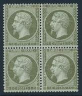 * NAPOLEON DENTELE - * - N°19 - 1c Olive - Bloc De 4 - TB - 1862 Napoleon III