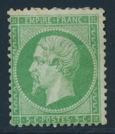 * NAPOLEON DENTELE - * - N°20 - 5c Vert - Tendance Foncé - Léger Pli - 1862 Napoléon III