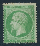 * NAPOLEON DENTELE - * - N°20 - 5c Vert - Tendance Foncé - Léger Pli - 1862 Napoleon III
