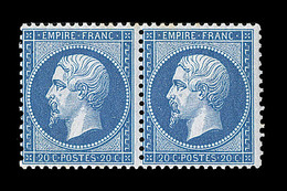 * NAPOLEON DENTELE - * - N°22 - 20c Bleu - Paire - Charn. Lég. - Belle Gomme - TB - 1862 Napoléon III