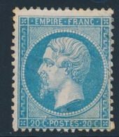 * NAPOLEON DENTELE - * - N°22 - 20c Bleu - Rousseurs - 1862 Napoleone III