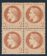 **/* NAPOLEON LAURE - **/* - N°26B - Bloc De 4 - 2 Ex ** - TB - 1863-1870 Napoleon III Gelauwerd