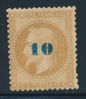 ** NAPOLEON LAURE - ** - N°34 - 10 S/10c Bistre -1 Dt Juste - TB - 1863-1870 Napoléon III. Laure