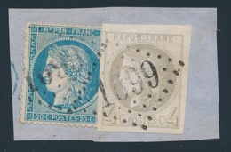 F SIEGE DE PARIS (1870) - F - N°37 + N°41B (superbe) Obl GC 1699 - TB/SUP - 1870 Beleg Van Parijs