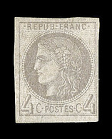 * EMISSION DE BORDEAUX - * - N°41A - 4c Gris - Rep. 1 - Position 9 - Fort Pli - Aspect TB - Certif. Scheller - Signé Cal - 1870 Ausgabe Bordeaux