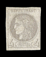 * EMISSION DE BORDEAUX - * - N°41A - 4c Gris - Rep. 1 - Position 9 - Fort Pli - Aspect TB - Certif. Scheller - Signé Cal - 1870 Emissione Di Bordeaux