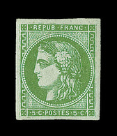 * EMISSION DE BORDEAUX - * - N°42B - 5c Vert - Signé A. Brun - TB - 1870 Bordeaux Printing