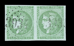 O EMISSION DE BORDEAUX - O - N°42Bi - Paire - Vert émeraude Clair - Obl. GC 3934 - Signé Baudot - TB/SUP - 1870 Bordeaux Printing