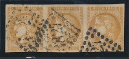 O EMISSION DE BORDEAUX - O - N°43B - Bistre Brun - Bde Horizontale De 3 - Signé Brun - TB - 1870 Bordeaux Printing