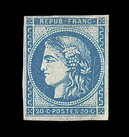 * EMISSION DE BORDEAUX - * - N°45B - 20c Bleu - Report 2 - Variété Trait Blanc Derrière La Tête - Replaqué - TB - 1870 Uitgave Van Bordeaux