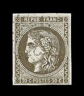 O EMISSION DE BORDEAUX - O - N°47c - 30c Brun Verdâtre - Signé Calves - TB - 1870 Bordeaux Printing