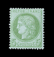 ** CERES III ème REPUBLIQUE - ** - N°53k - 5c Vert Vif S/azuré - TB - 1871-1875 Ceres