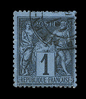 O TYPE SAGE - O - N°84 - Bleu De Prusse - Obl. - Légère Froiss. Horiz.- Certif. Scheller - 1876-1878 Sage (Typ I)