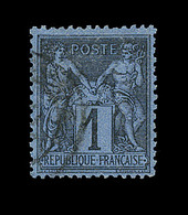 O TYPE SAGE - O - N°84 - 1c Noir S/Bleu De Prusse - Signé Calves - TB - 1876-1878 Sage (Typ I)