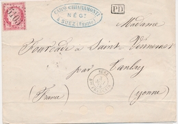 L OBLITERATIONS BFE - L - N°57 Obl GC 5105 - (Suez/Egypte) S/ Pli Du 3 Mai 1875 Pour L'Yonne - B/TB - Other & Unclassified