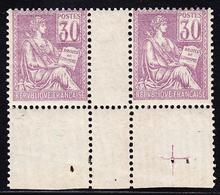 ** TYPE MOUCHON - ** - N°115 - 30c Violet - Interpanneau Bas De Feuille Avec Croix De Repère - TB - 1900-02 Mouchon