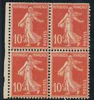 ** TYPE SEMEUSE CAMEE - ** - N°138f - Bloc De 4 (Carnet De 30) - Dents Du Haut Normalement Rognées - Signé Brun - TB - 1906-38 Semeuse Con Cameo