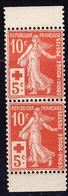 ** PERIODE SEMI-MODERNE - ** - N°147b - 10c + 5c Croix Rouge - Paire Verticale De Carnet - TB - Unused Stamps