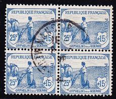 O PERIODE SEMI-MODERNE - O - N°151 - 25c + 15c Bleu - Bloc De 4 - TB - Unused Stamps