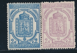 * TIMBRES JOURNAUX - * - N°7/8 - 2c Lilas Et Bleu - TB - Zeitungsmarken (Streifbänder)