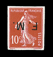 ** FRANCHISE MILITAIRE - ** - N°5 - 10c Rouge - ND - Surcharge Renversée Recto-verso -très Rare - TB - Military Postage Stamps