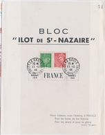 O POCHE DE SAINT NAZAIRE - O - N°412, 513 (Afft 1F10) - Obl. La Baule - 11/11/44 - S/encart - "Bloc Ilôt De ST NAZAIRE"  - Guerre (timbres De)