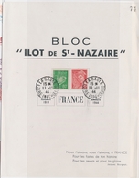 O POCHE DE SAINT NAZAIRE - O - N°412, 513 (Afft 1F10) - Obl. La Baule - 11/11/44 - S/encart - "Bloc Ilôt De ST NAZAIRE"  - Francobolli Di Guerra