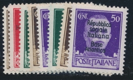 ** BASE NAVALE ITALIENNE - ** - N°1, 3/6, 10/12 - Maj. Signés Dt Calves - TB - War Stamps