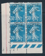 **/* PREOBLITERES - **/* - N°60 - 30c Bleu - Bloc De 4 - CDF - Trait Rouge S/BDF - 2 Ex ** - TB - 1893-1947