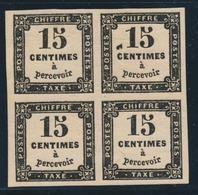 * TIMBRES TAXE - * - N°3 - 15c Noir - Bloc De 4 - Variété Tâche Noire S/1 Ex - TB - 1859-1959 Postfris