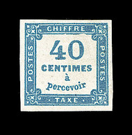 * TIMBRES TAXE - * - N°7 - 40c Bleu - Signé - TB - 1859-1959.. Ungebraucht