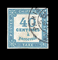 O TIMBRES TAXE - O - N°7 - 40c Bleu Infimes Inégalités D'épaisseur De Papier Par Endroits - Signé Calves & Brun - B - 1859-1959 Mint/hinged