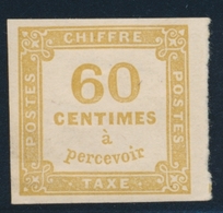 * TIMBRES TAXE - * - N°8 - 60c Jaune Bistre - Signé Calves/JF Brun - 1pt Clair - Sinon Asp. TB - 1859-1959 Neufs