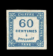 * TIMBRES TAXE - * - N°9 - 60c Bleu Très Foncé - Quasi SC - Infime Froissure - Signé Roumet - B - 1859-1959 Mint/hinged