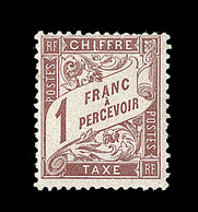 * TIMBRES TAXE - * - N°25 - 1F Marron - Signé Calves - TB - 1859-1959.. Ungebraucht