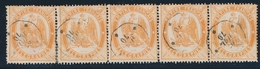 O TIMBRES - TELEGRAPHE - O - N°7 - 1F Orange - Bande De 5 - Rare - TB - Telegraaf-en Telefoonzegels