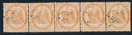 O TIMBRES - TELEGRAPHE - O - N°7 - 1F Orange - Bande De 5 - Rare - TB - Telegraphie Und Telefon