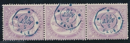 O TIMBRES - TELEGRAPHE - O - N°8 - 2F Violet - Bde De 3 Verticale - Obl. BÔNE - 5/09/70 - TB - Telegraaf-en Telefoonzegels